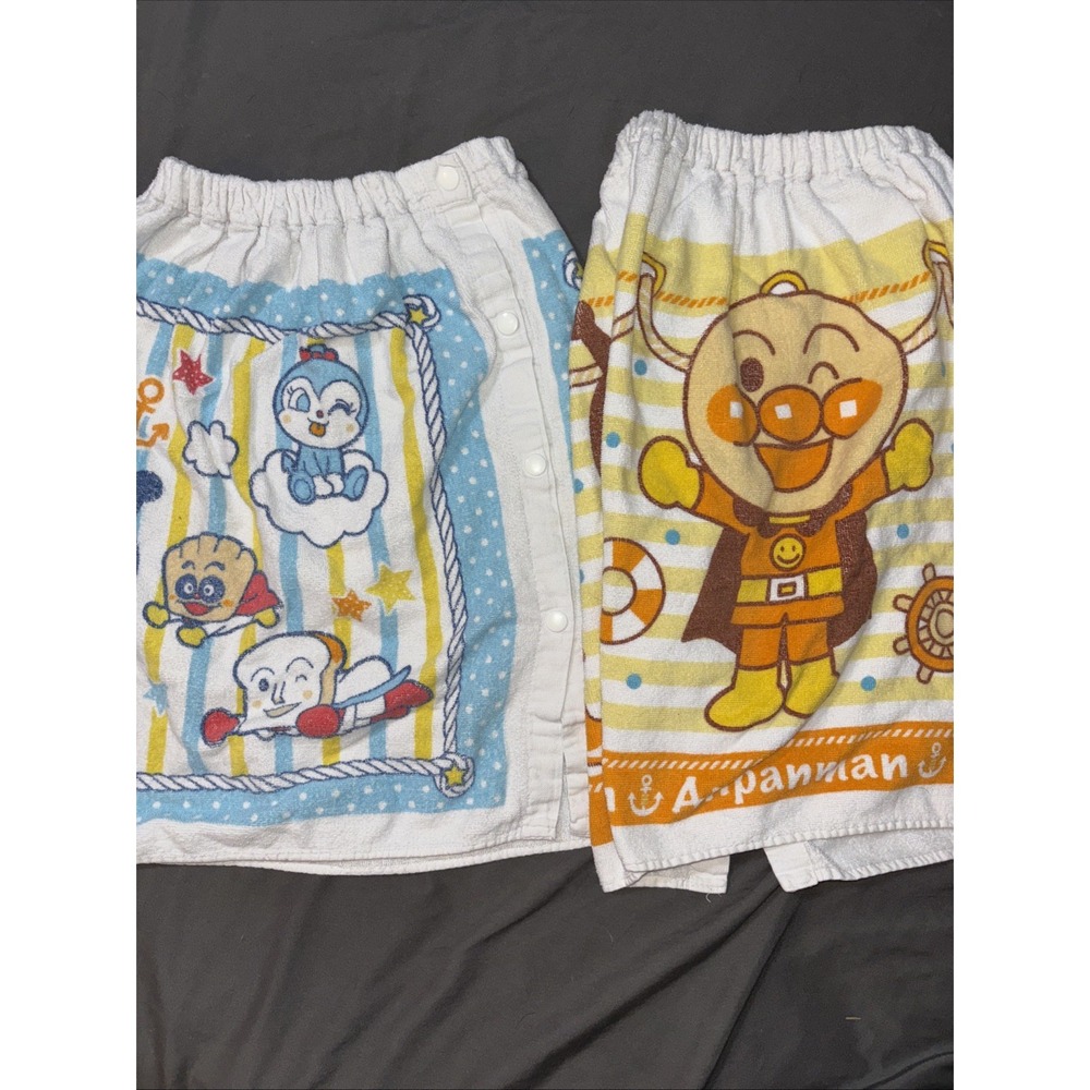 Anpanman Baikinman Dokinchan Kids Wrap Towels Snap Button Beach Bath‎ 2 Pack